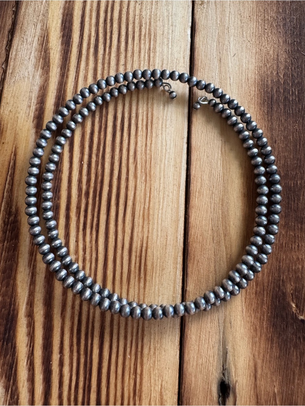 Native American Sterling Silver Beaded Memory Wire Choker Necklace